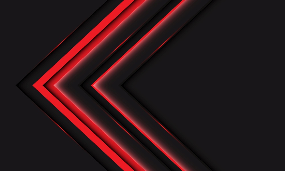 Abstract red light line neon arrow metallic direction on dark grey with blank space design modern futuristic technology background vector illustration.