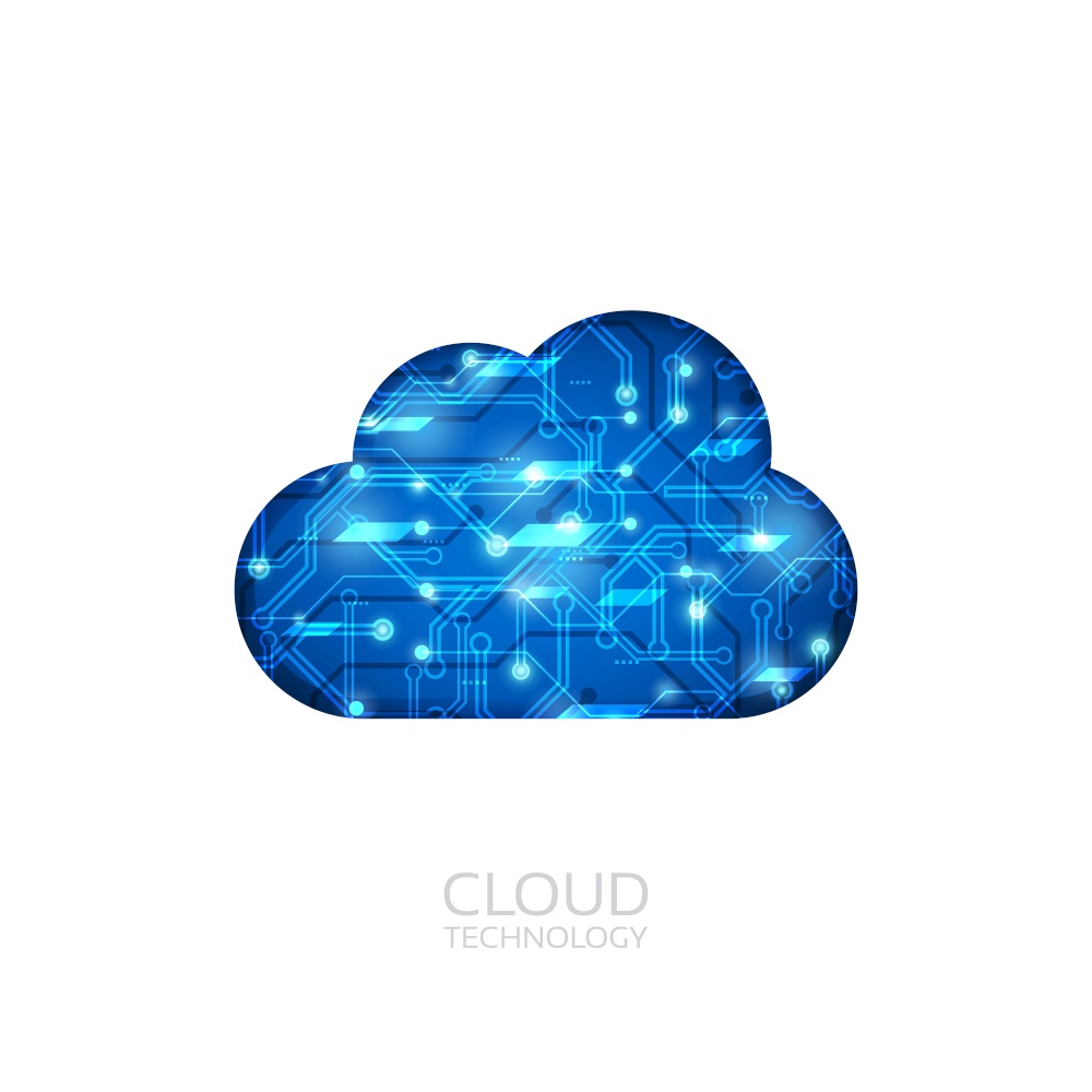 cloud technologyl with circuit line, isolated on white background