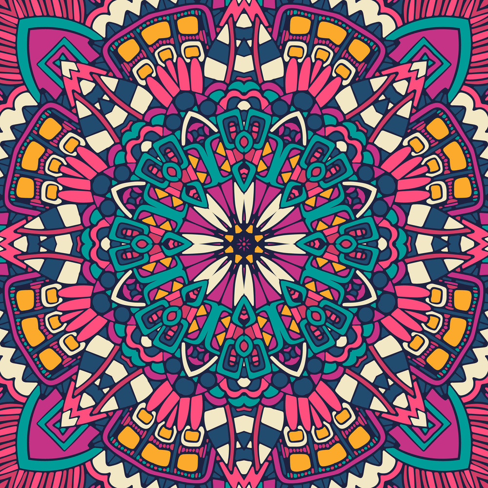 Festival art vector seamless pattern mandala. Ethnic geometric print.. Tribal vintage abstract geometric ethnic seamless pattern ornamental. Mexican psychdedlic design
