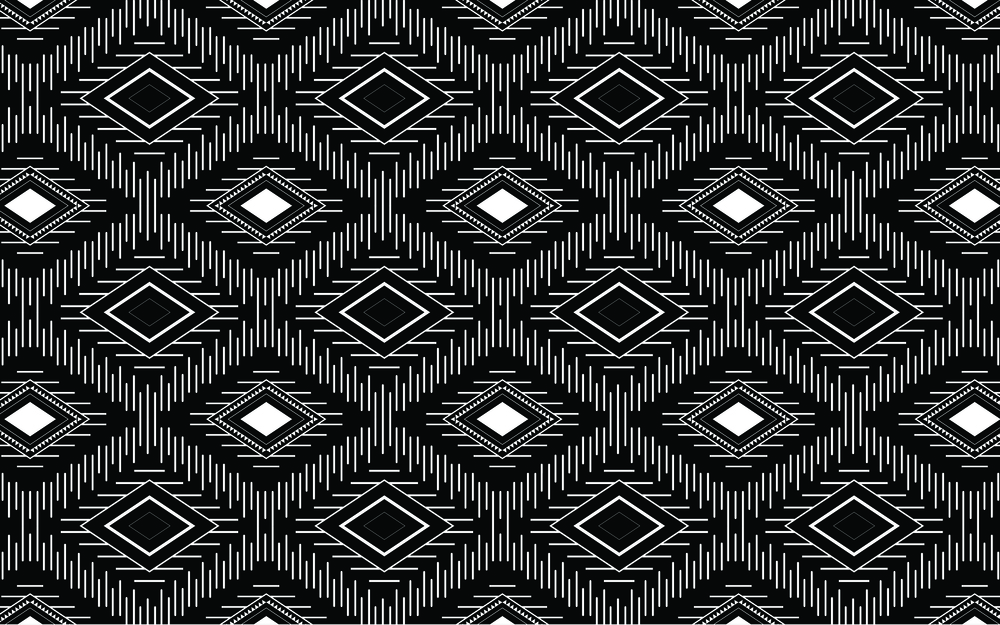 Ethnic geometric print pattern design Aztec repeating background texture in black and white. Fabric, cloth design, wallpaper, wrapping