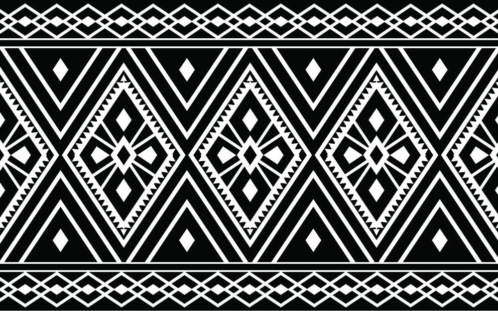 Ethnic geometric print pattern design Aztec repeating background texture in black and yellow. Fabric, cloth design, wallpaper, wrapping