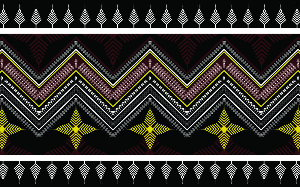 Ethnic geometric print pattern design Aztec repeating background texture in black and yellow. Fabric, cloth design, wallpaper, wrapping