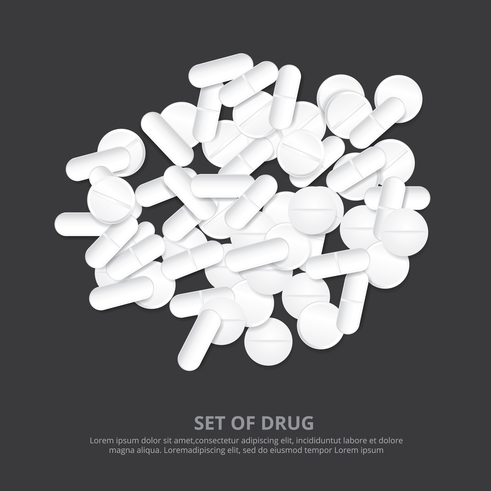 Group of Drug Realistic Vector Illustration