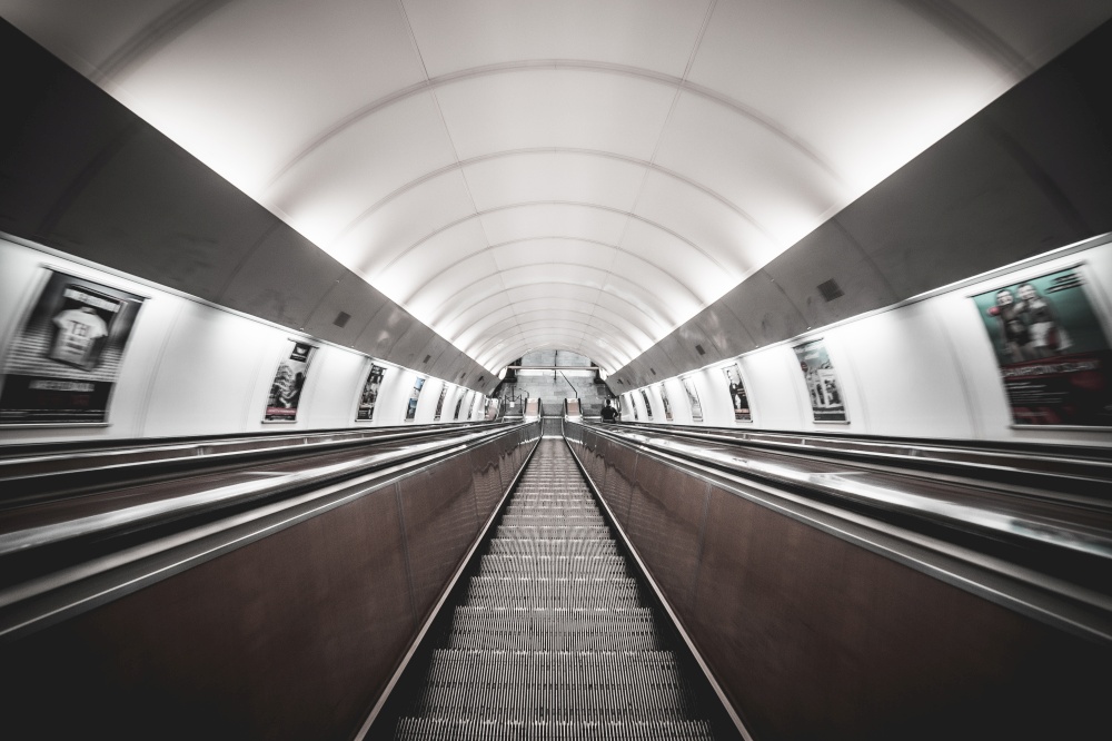 underground escalator in motion