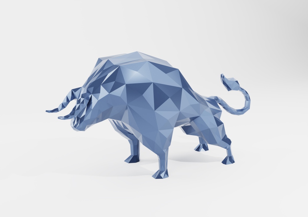 Bull Low polygon. 3d rendering