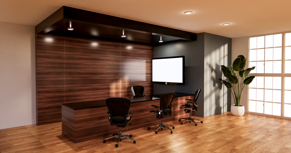 waiting room interior on office design.3D rendering