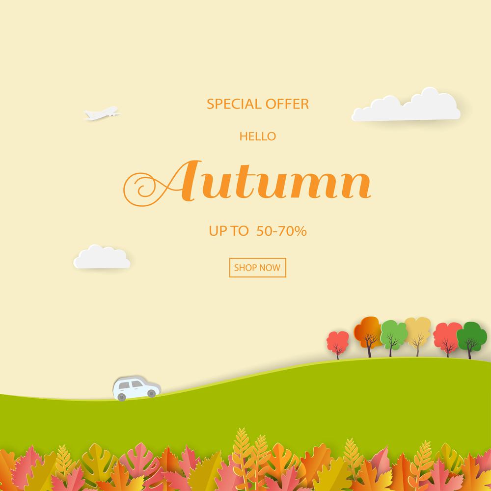 Autumn or fall background,discount season for shopping promotion,banner,poster,flyer or website,vector illustration