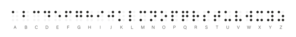 Braille font alphabet vector dotted type for blind disabled people. Text with dots touch graphic letters collection illustration.