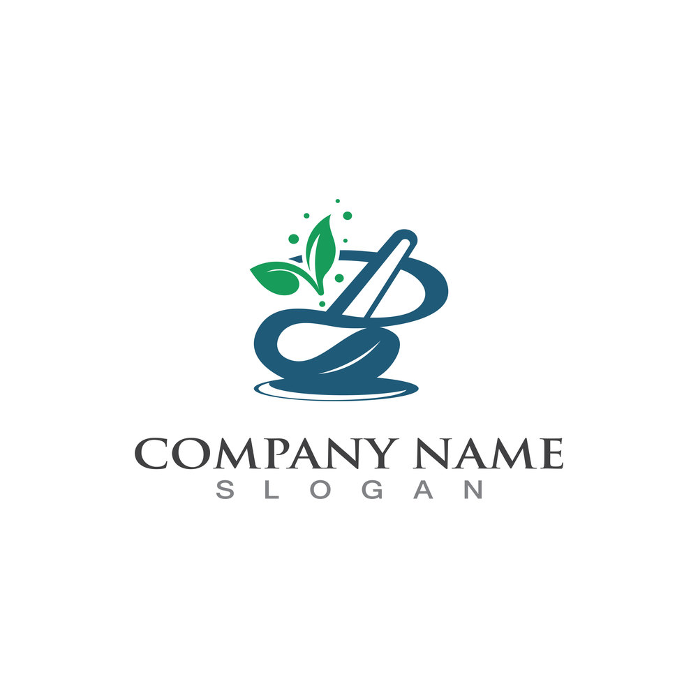 Herbal Medical traditional of pharmacy clinic vector logo design template