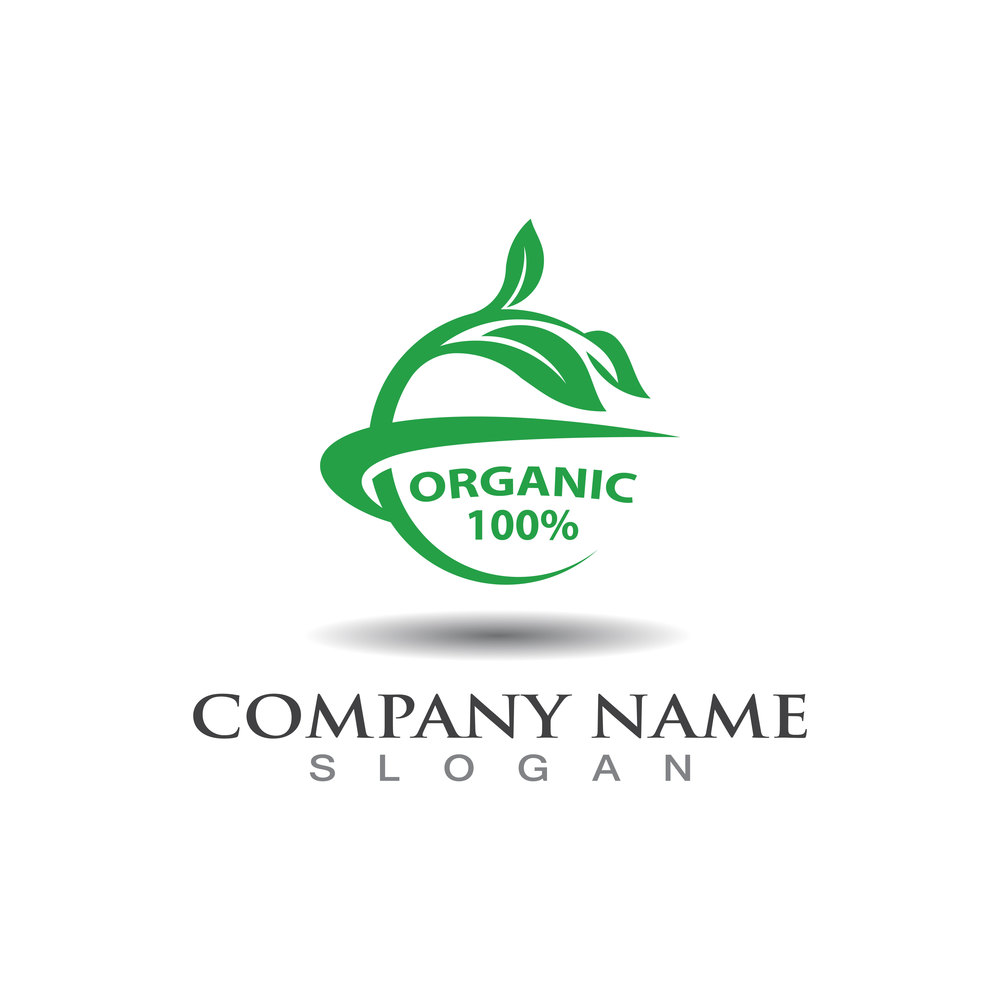 Organic Healthy Food 100% Logo Template label, vector illustration