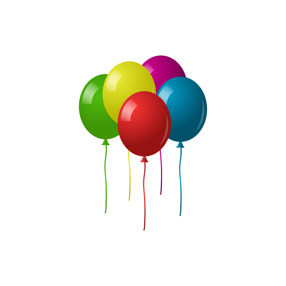Balloon icon isolated on white background. Red balloon with long ribbon. Decoration for holidays and birthday party. Vector illustration