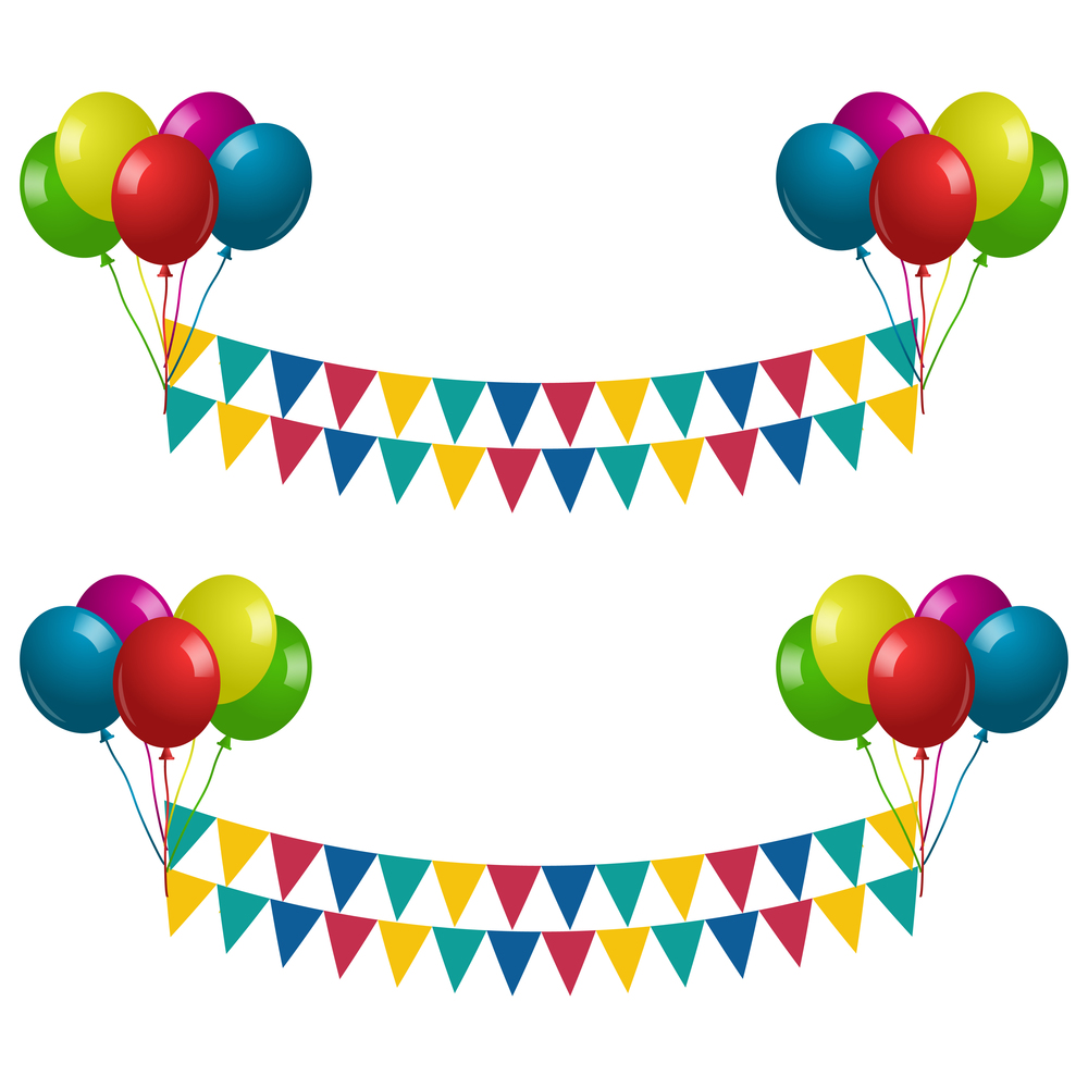 Happy birthday background with colorful balloons, vector illustration