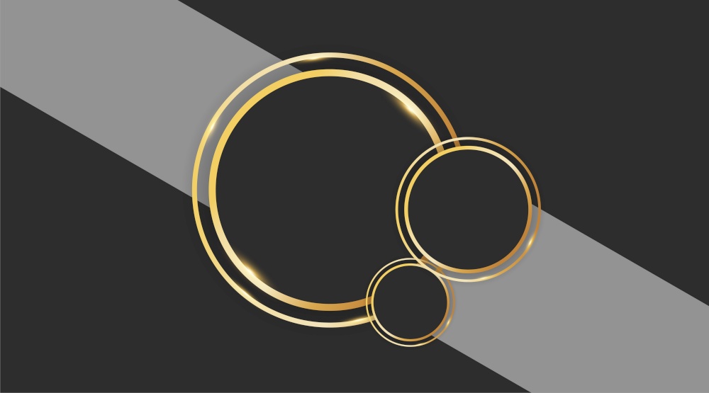 Abstract circle vector design with gold ring on gray background