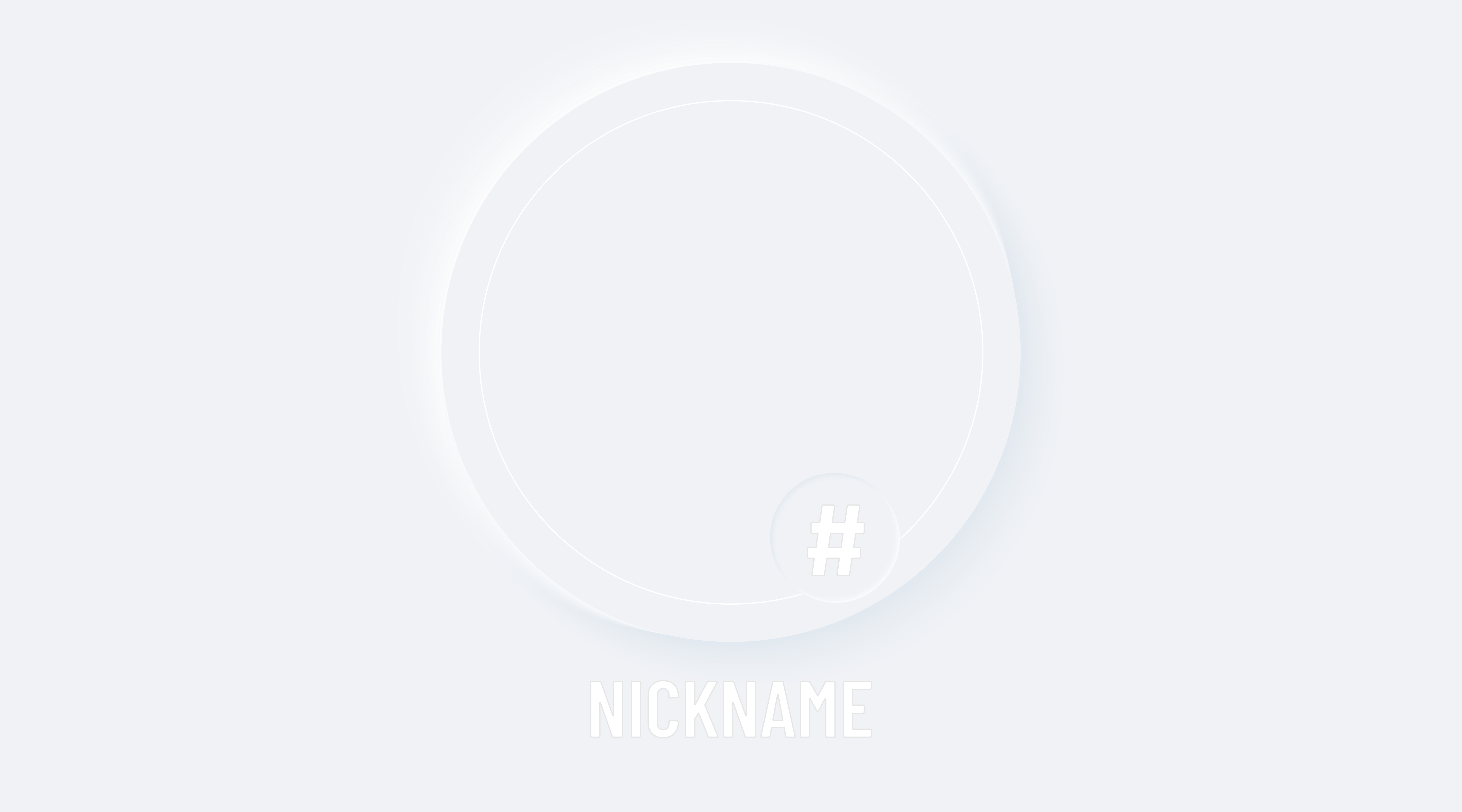 Nickname and hashtag. Frame for avatars photo on social media networks. Soft vector button, neumorphic circle frame icon.