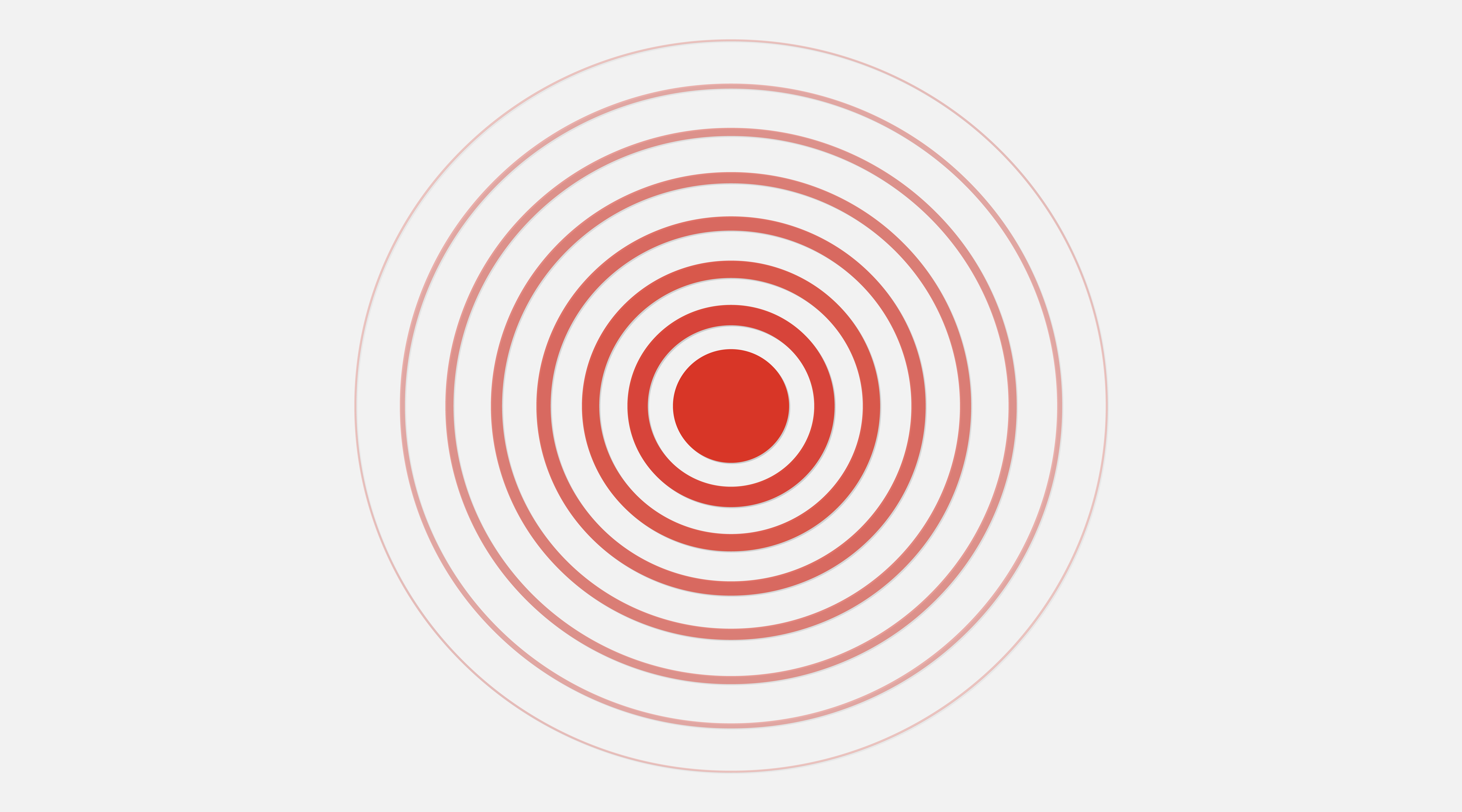 Red circle rings icon, symbol of body pain. Point problem sign. Vector radial illustration