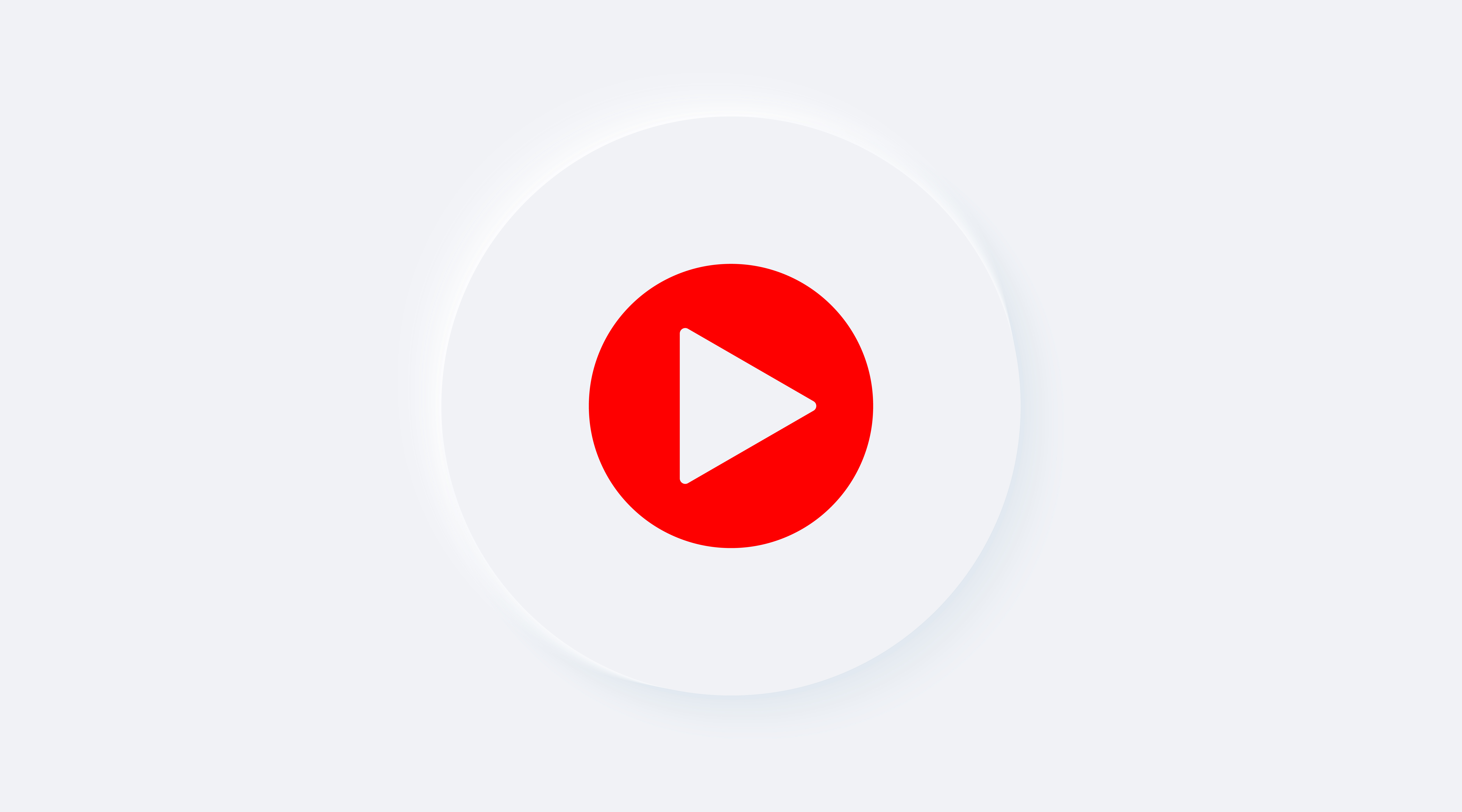 Red stream play icon. Bright white gradient button. Internet symbol broadcasting, online stream on a background. Neumorphic effect streaming icon