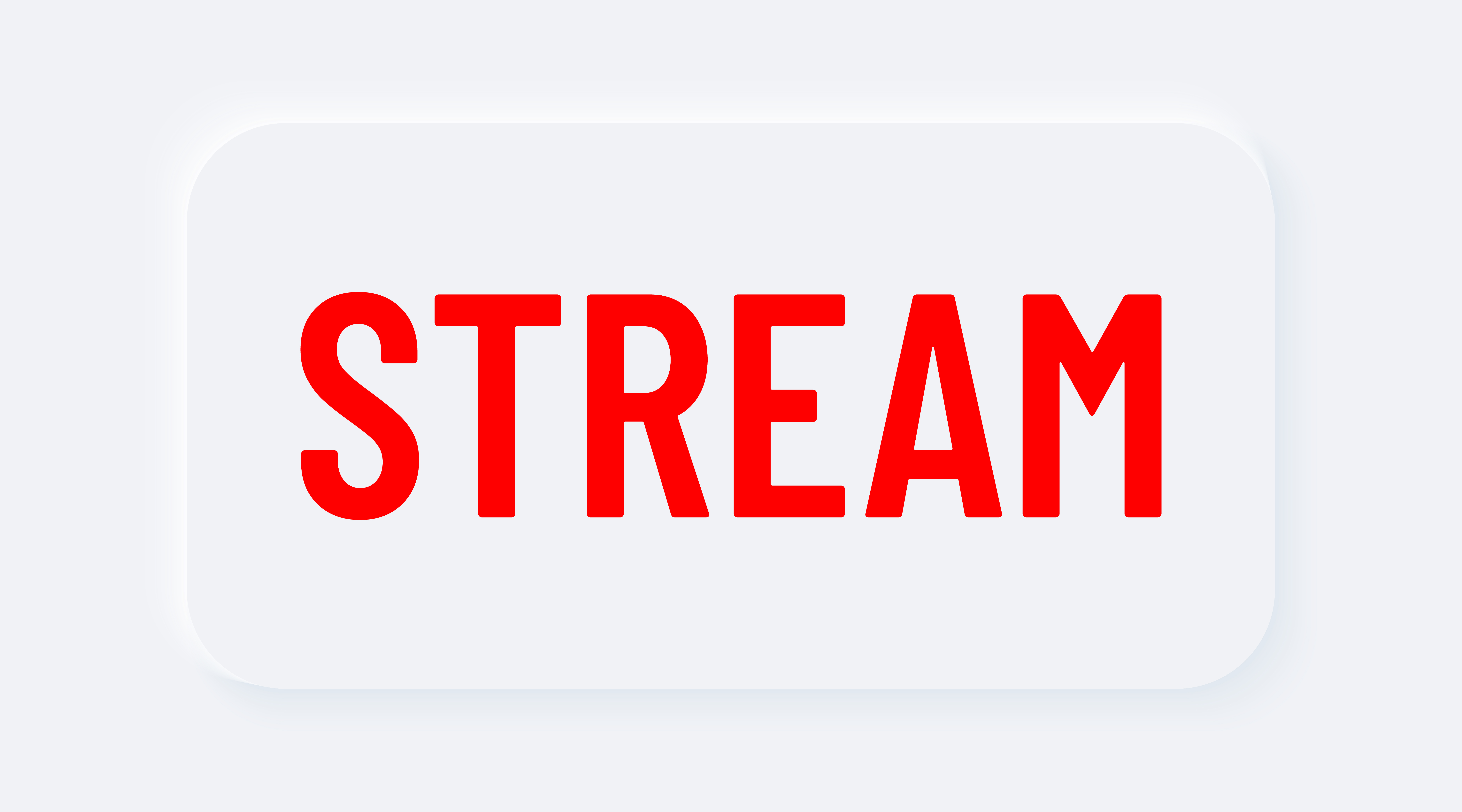 Red stream. Bright white gradient buttons. Internet symbol broadcasting, online stream on a background. Neumorphic effect streaming icon