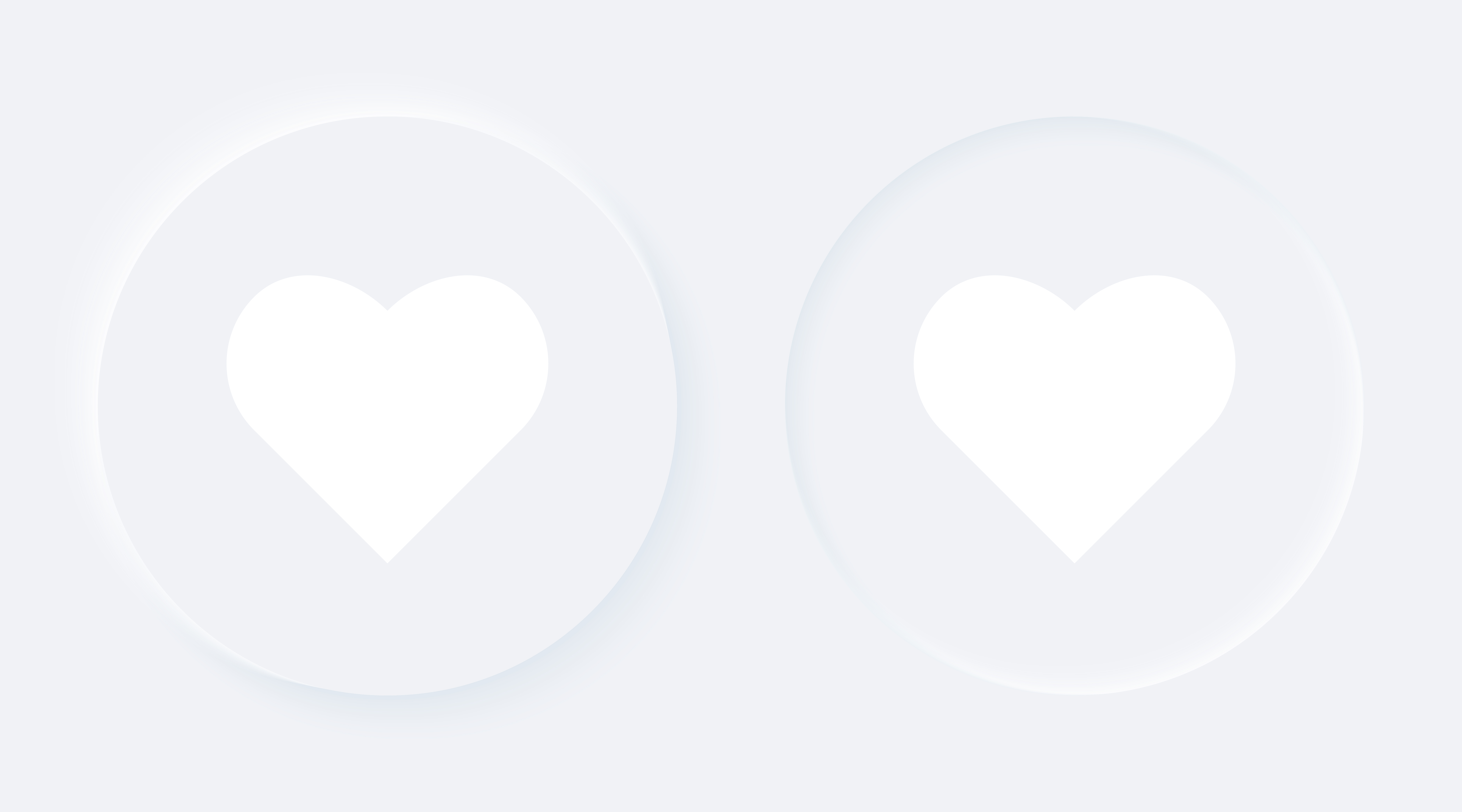 Bright white gradient buttons with heart shapes. Internet symbol like on a background. Neumorphic effect icon. Shaped love figure in trendy soft 3D style. Circle ellipse