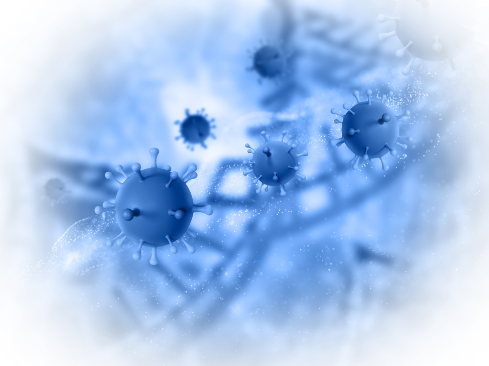 3D render of a medical background with abstract virus cells