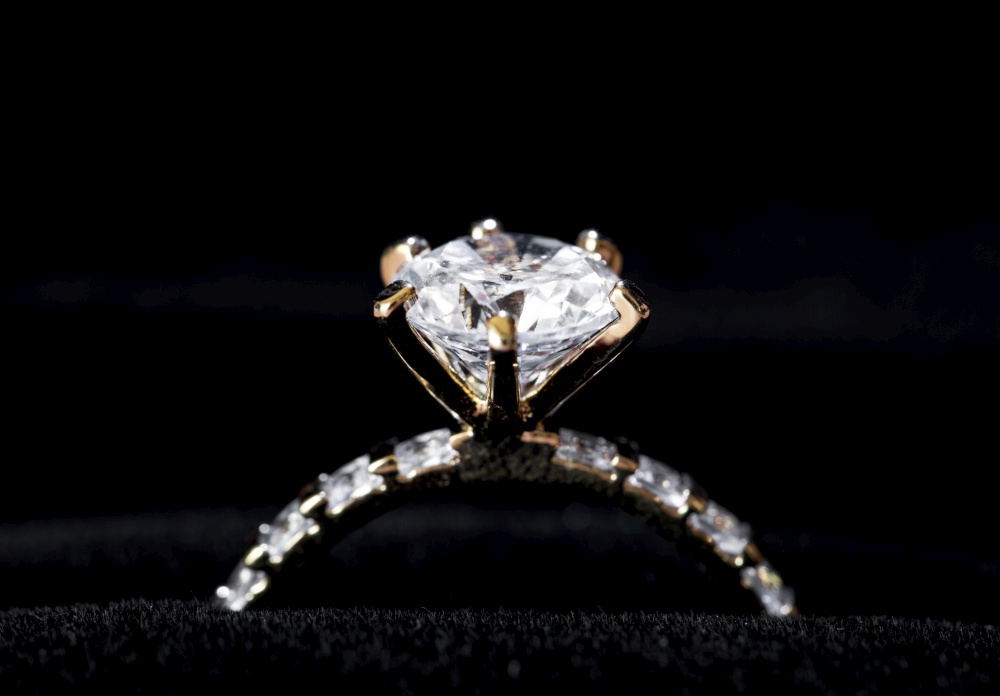Closeup of diamond ring
