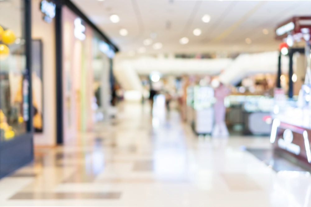 Abstract blur and defocused in department store interior for background