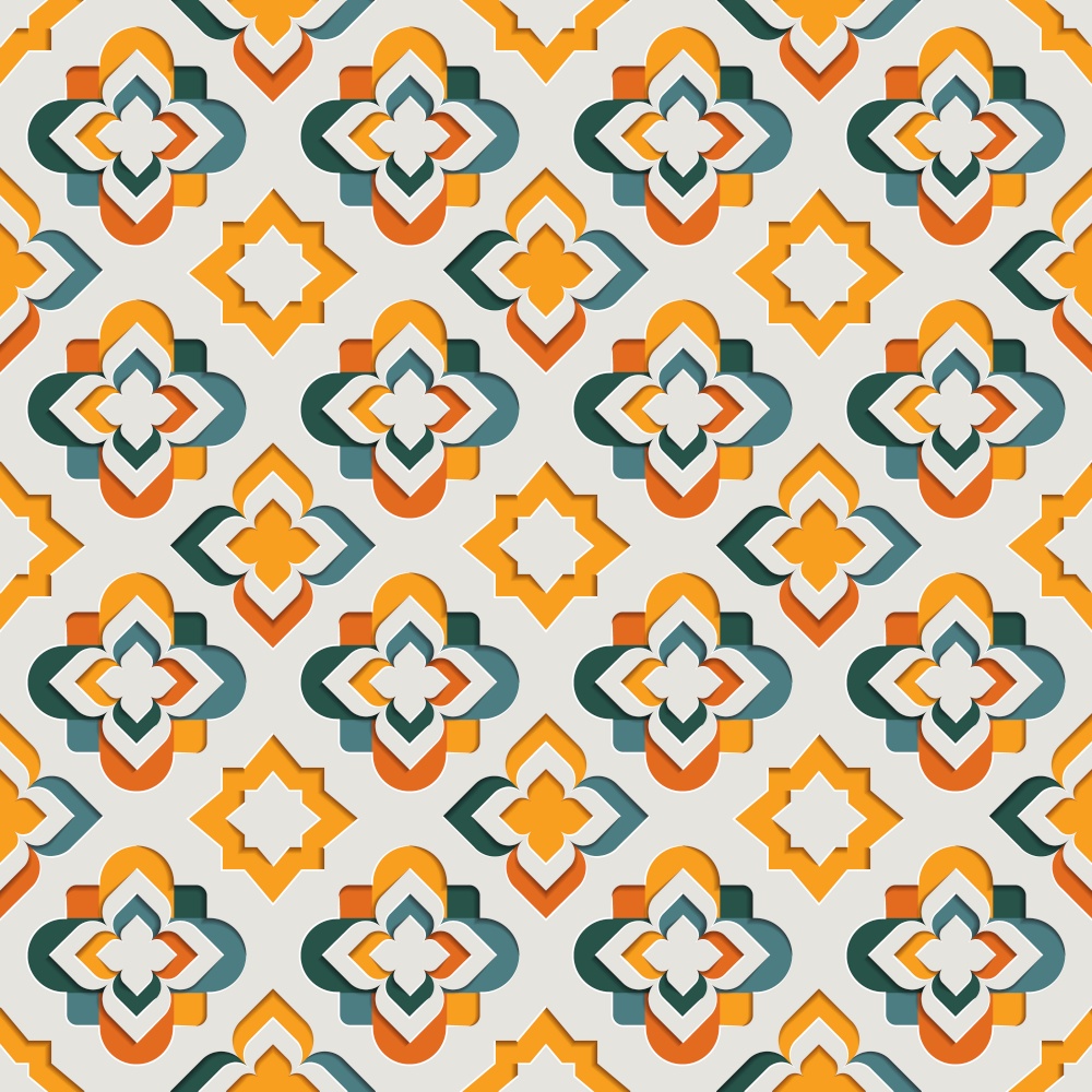 Islamic oriental ornamental arabesque seamless pattern. East motif paper style background vector illustration