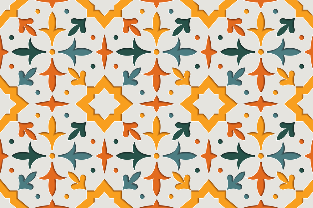Islamic ornamental arabesque seamless pattern. East motif paper style background vector illustration