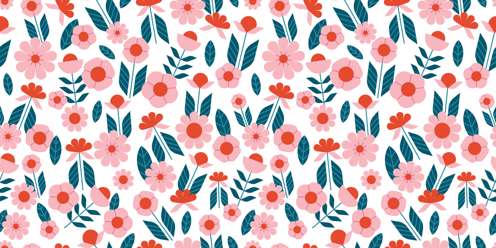 Floral seamless pattern with abstract flowers in scandinavian style vector design for fabric, textile and wallpapers.