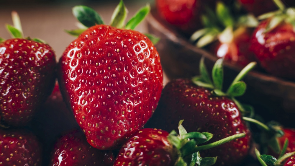 Fresh Strawberries. Antioxidant fruit close up shot. Fresh Strawberries