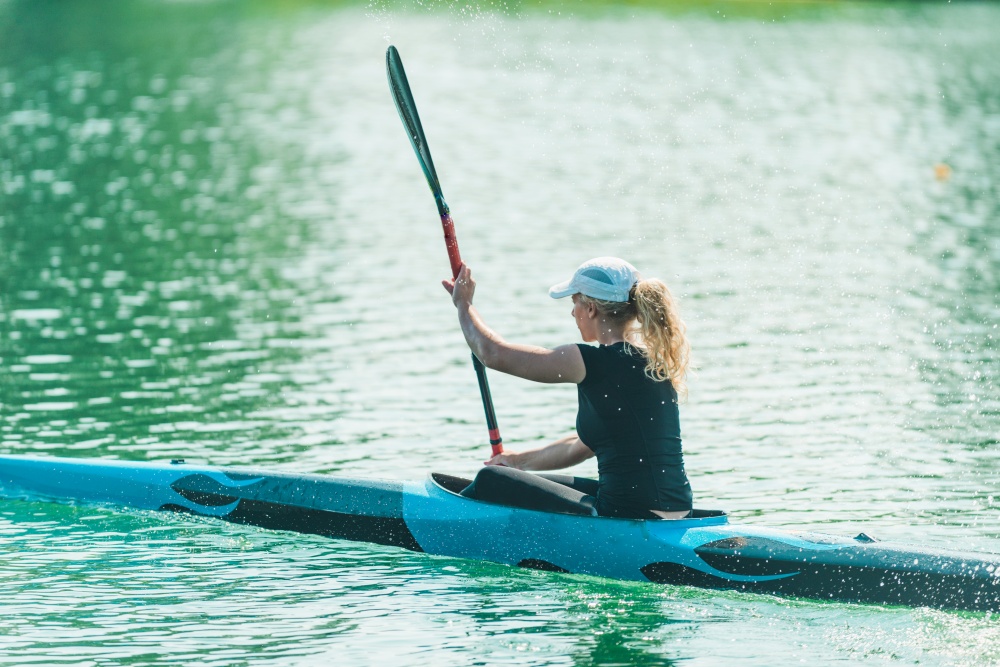 Kayak - female kayaker, training