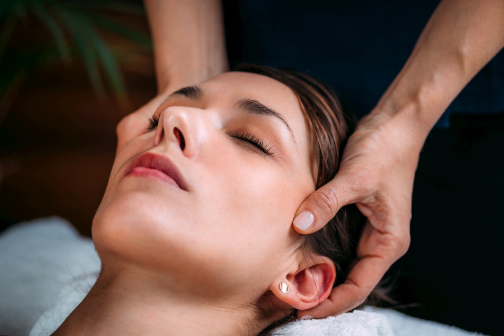 Craniosacral Therapy or CST Massage of Woman&rsquo;s Head. Craniosacral Therapy or CST Head Massage.