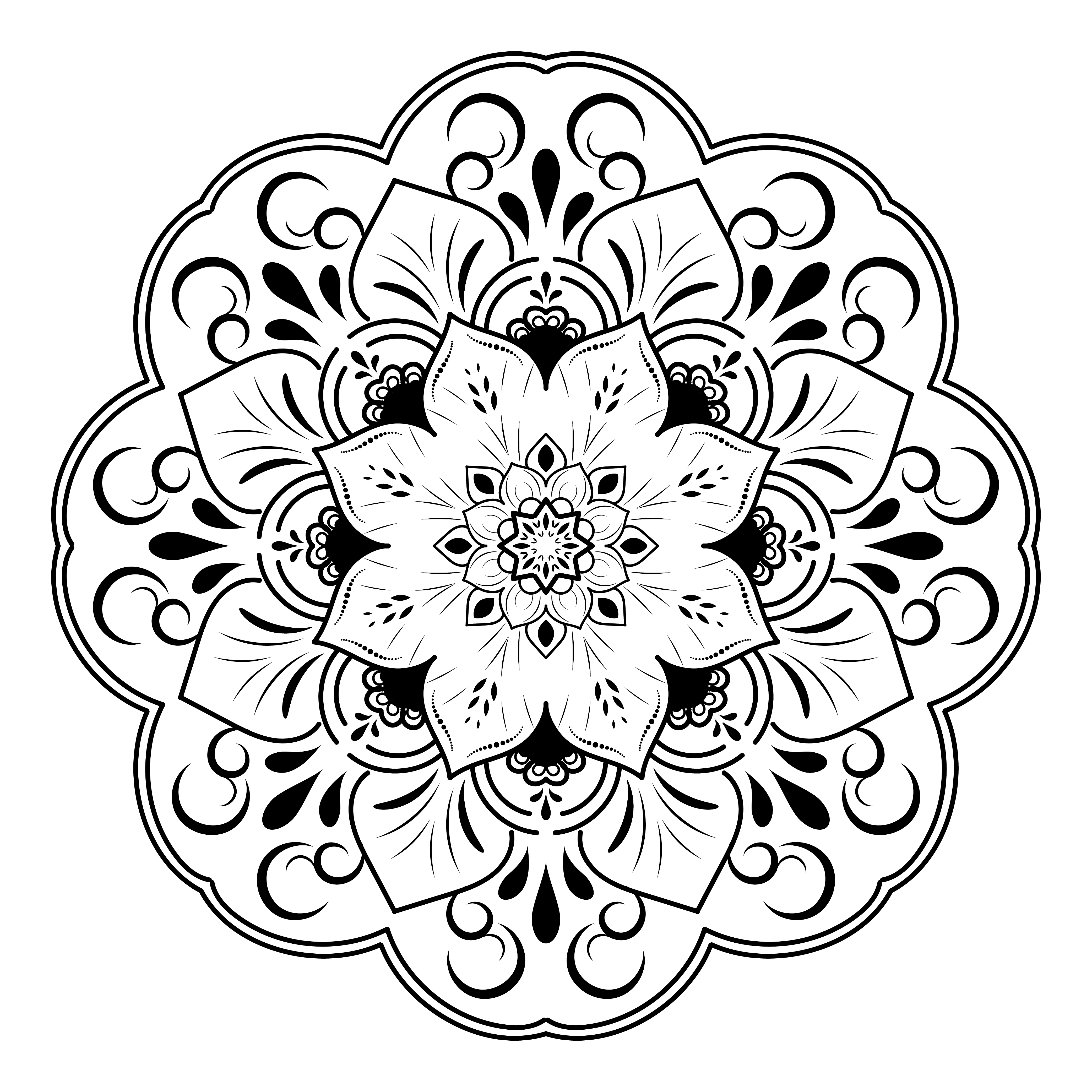Mandala pattern design with hand drawn, Vector mandala Oriental pattern, Unique design with petal flower. Concept relax and meditation use for page logo book
