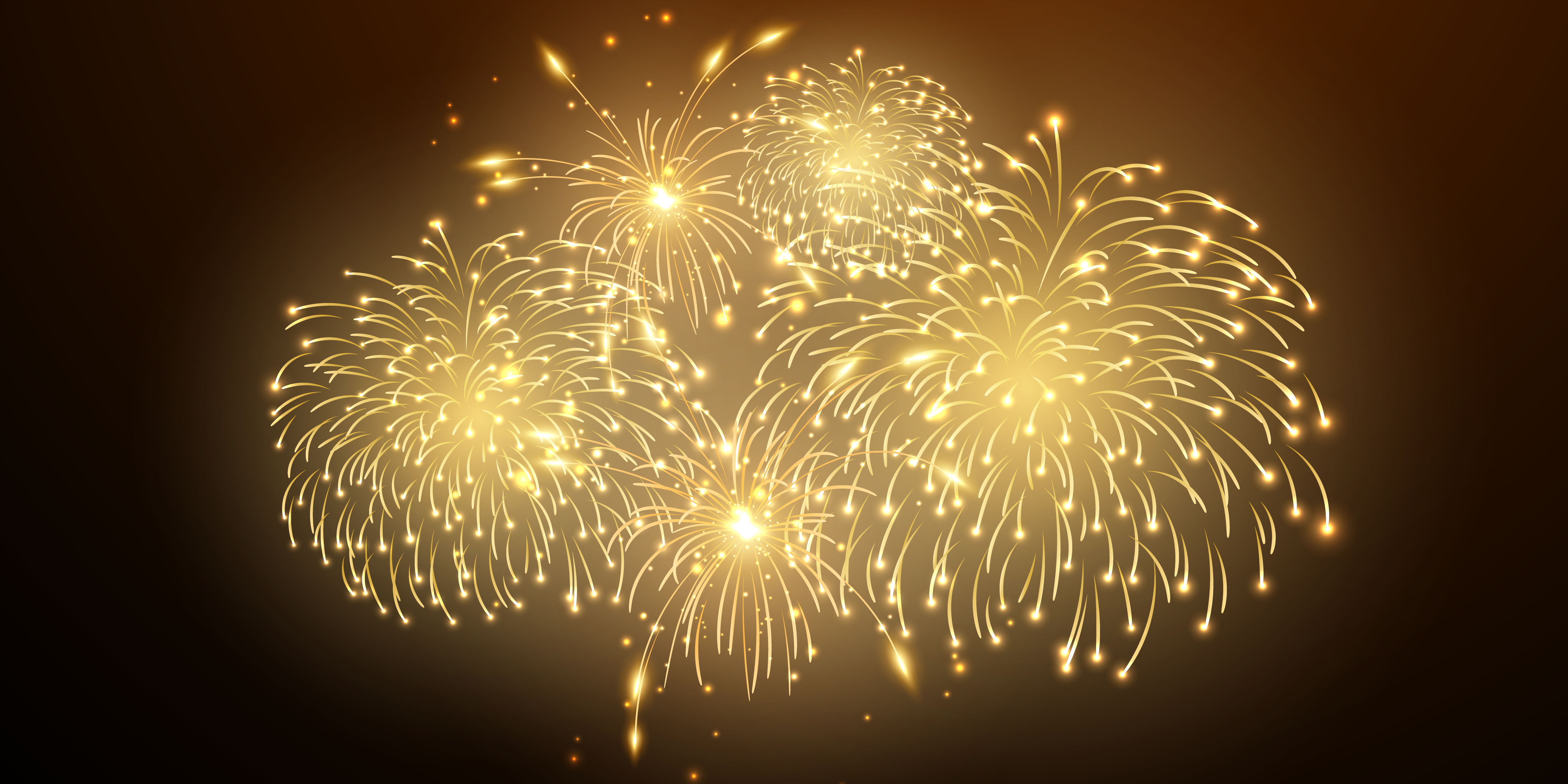 firework and christmas themed Celebration party Happy New Year Gold background design.