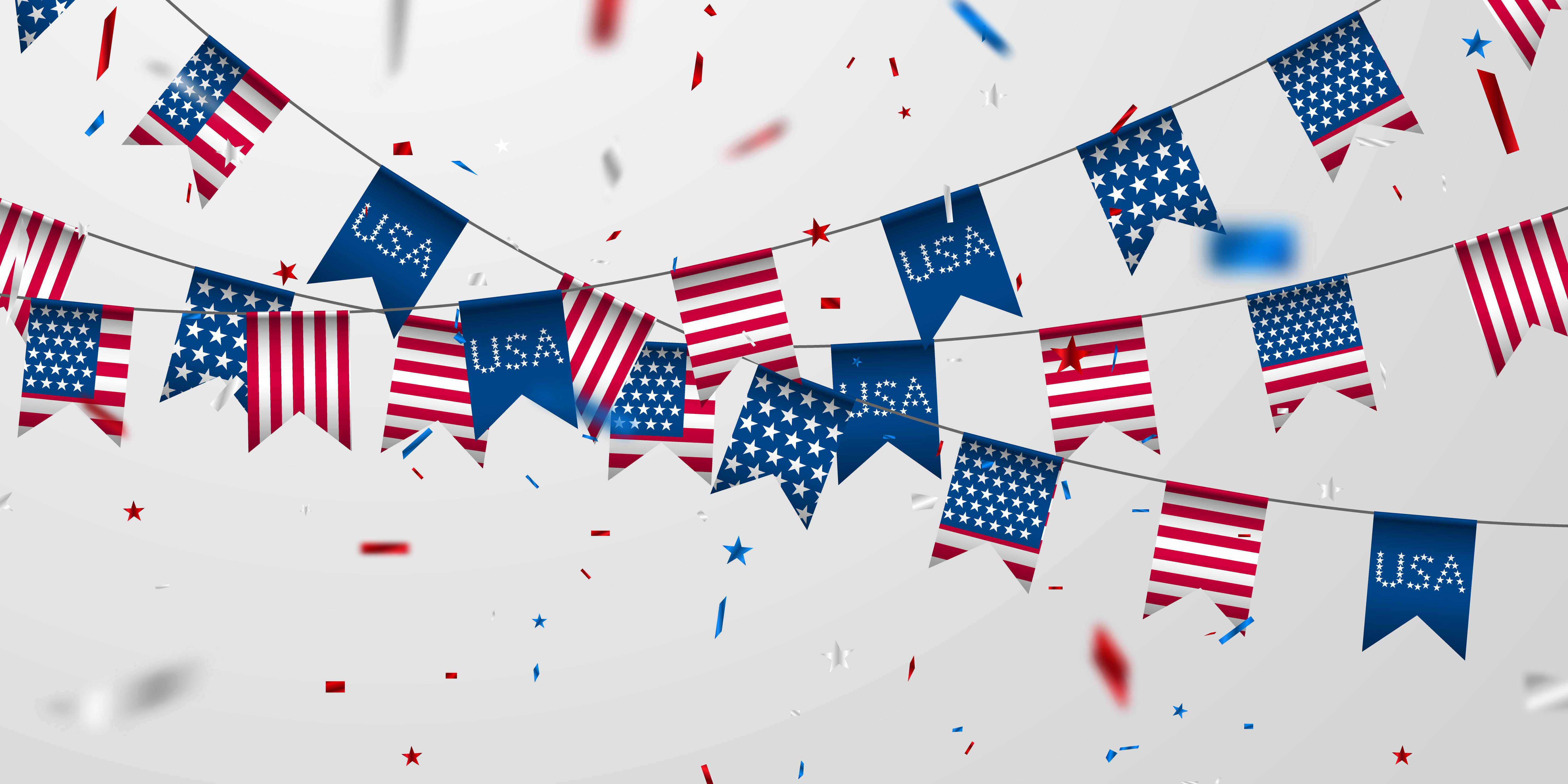 American flag background. Sale Vector illustration. confetti concept design template holiday Happy Day, background