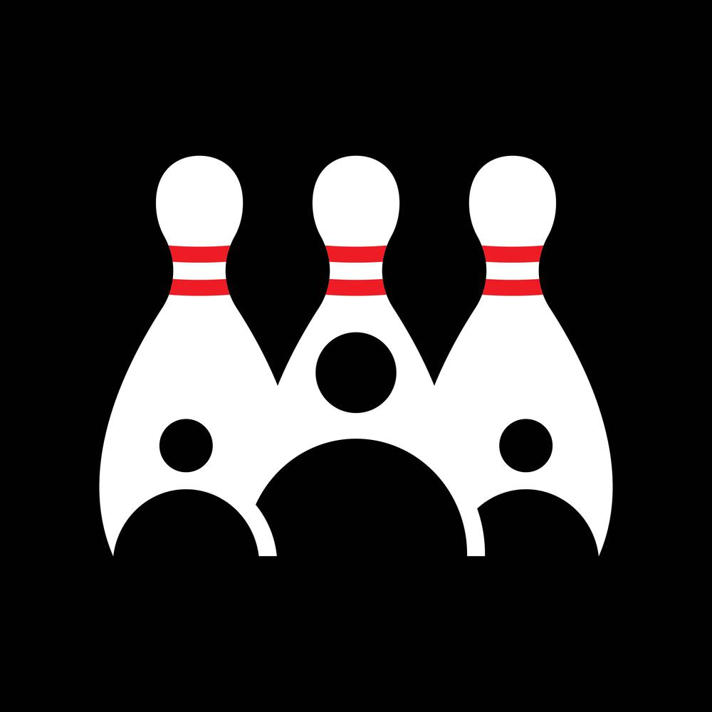 People bowling vector logo template icon design