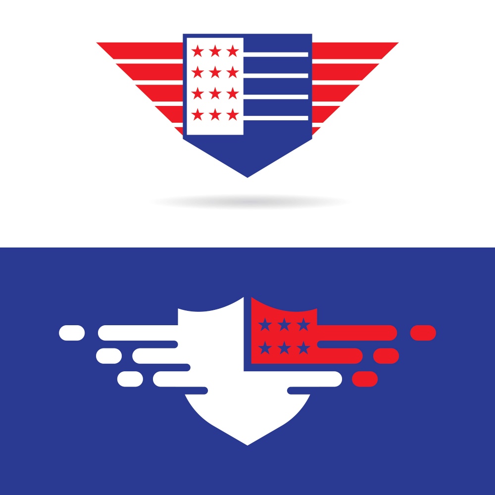 Shield with america flag logo template icon design