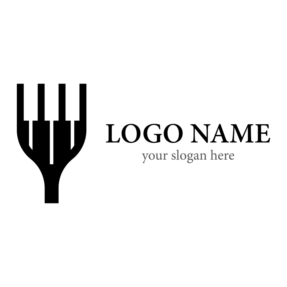 Piano fork logo template vector icon design