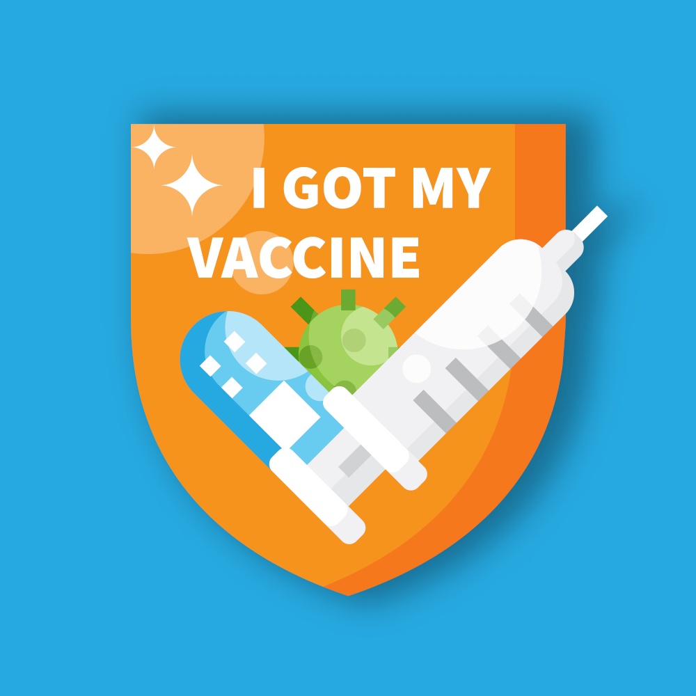 Covid-19 vaccination pin flat design. I got my Corona virus 2019-nCov vaccinate concept.
