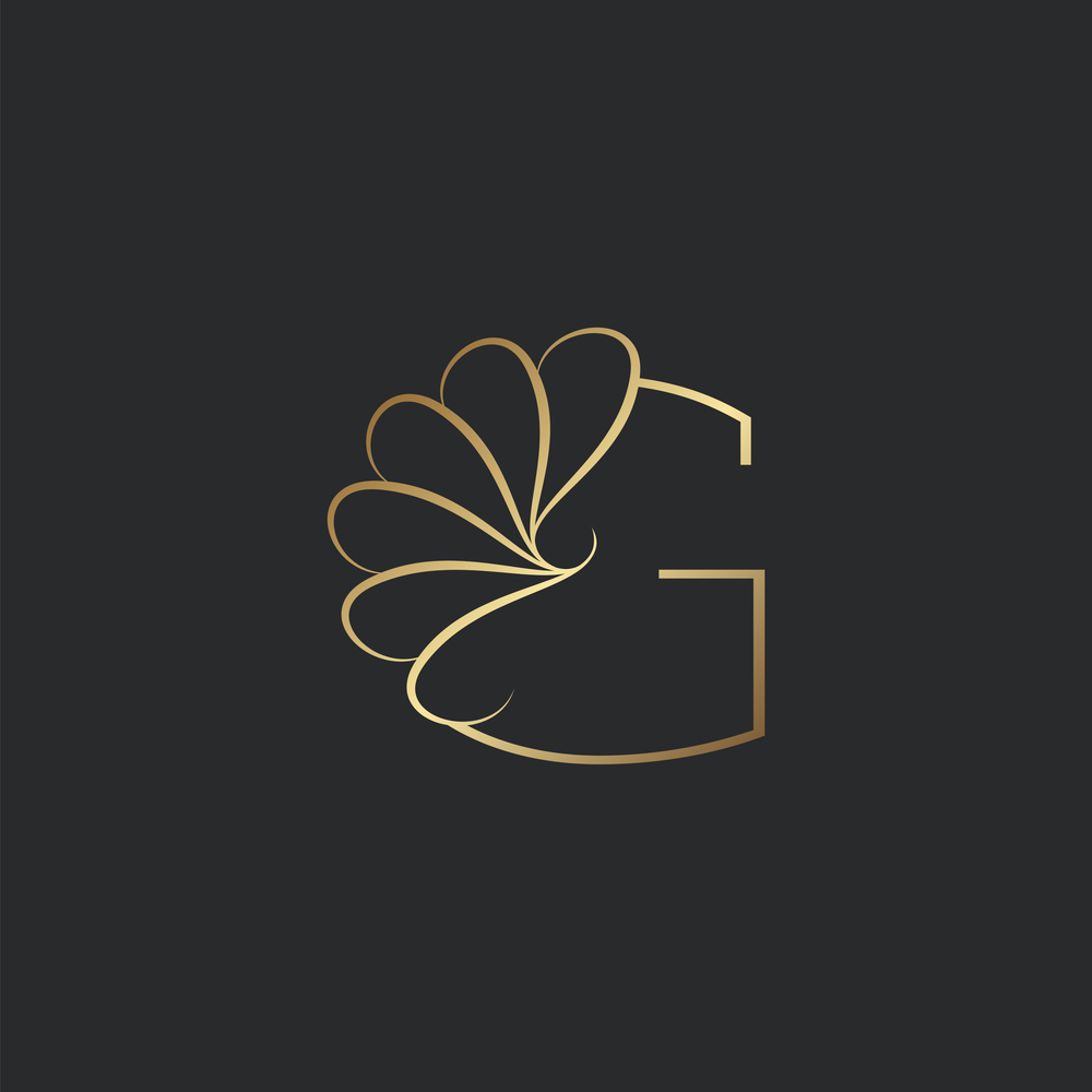 Modern Golden Luxury G Letter Logo, Elegant Alphabet Vector Nature Flower Style Design.