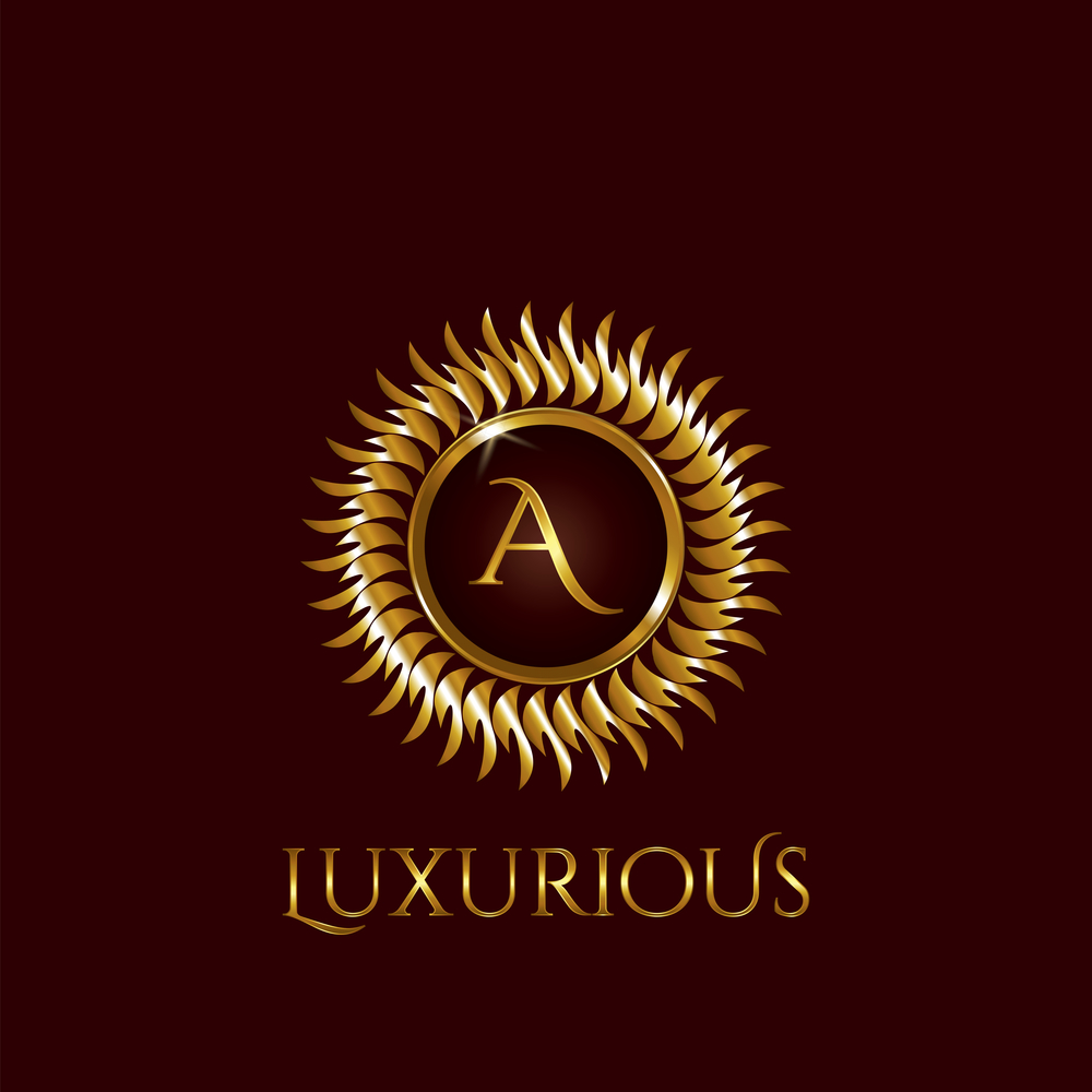 Luxury Golden letter A Circle Logo vector design gold color.