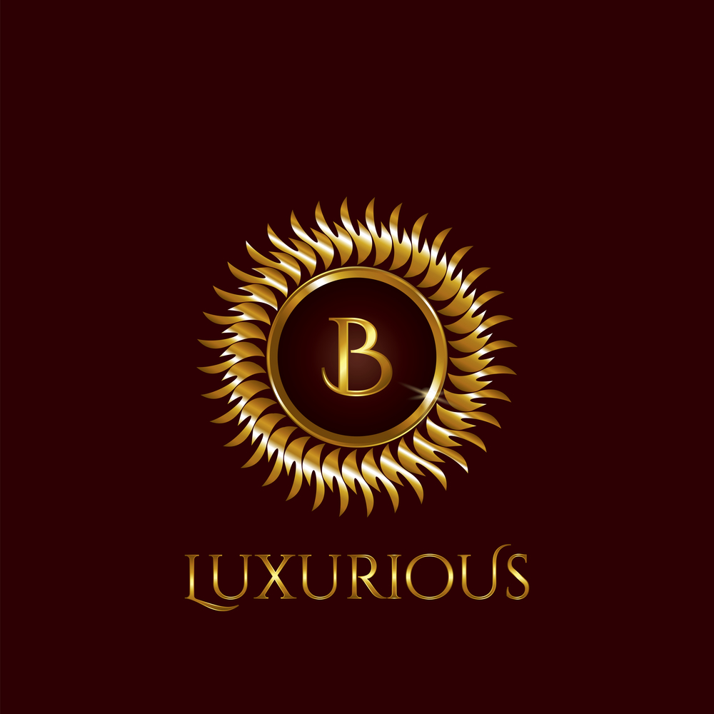 Luxury Golden letter B Circle Logo vector design gold color.