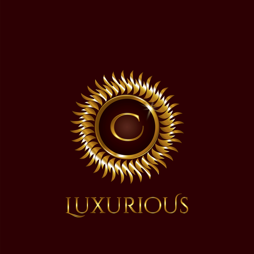 Luxury Golden letter C Circle Logo vector design gold color.