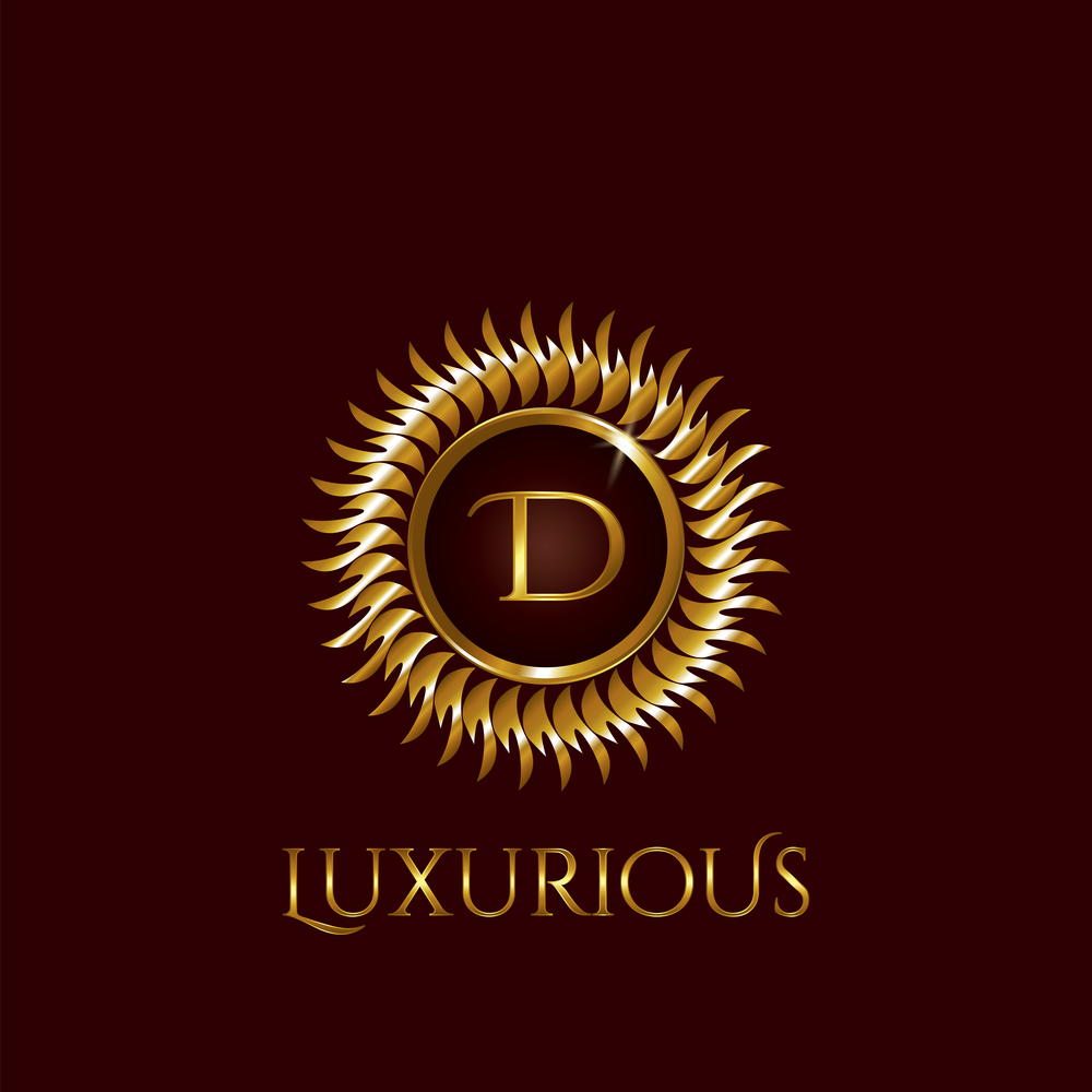 Luxury Golden letter D Circle Logo vector design gold color.