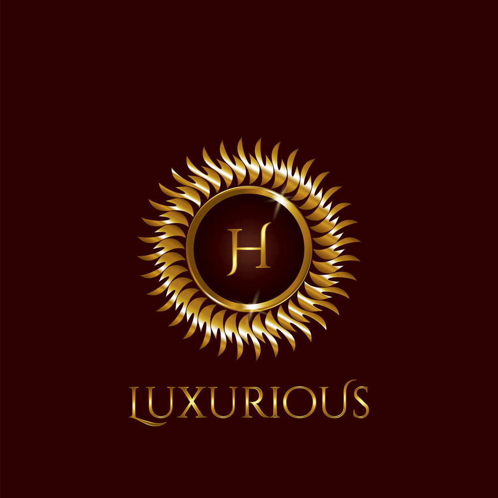 Luxury Golden letter H Circle Logo vector design gold color.