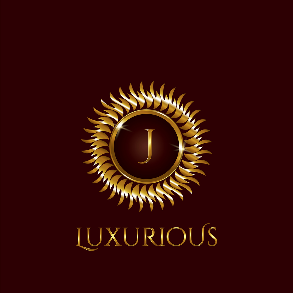 Luxury Golden letter J Circle Logo vector design gold color.