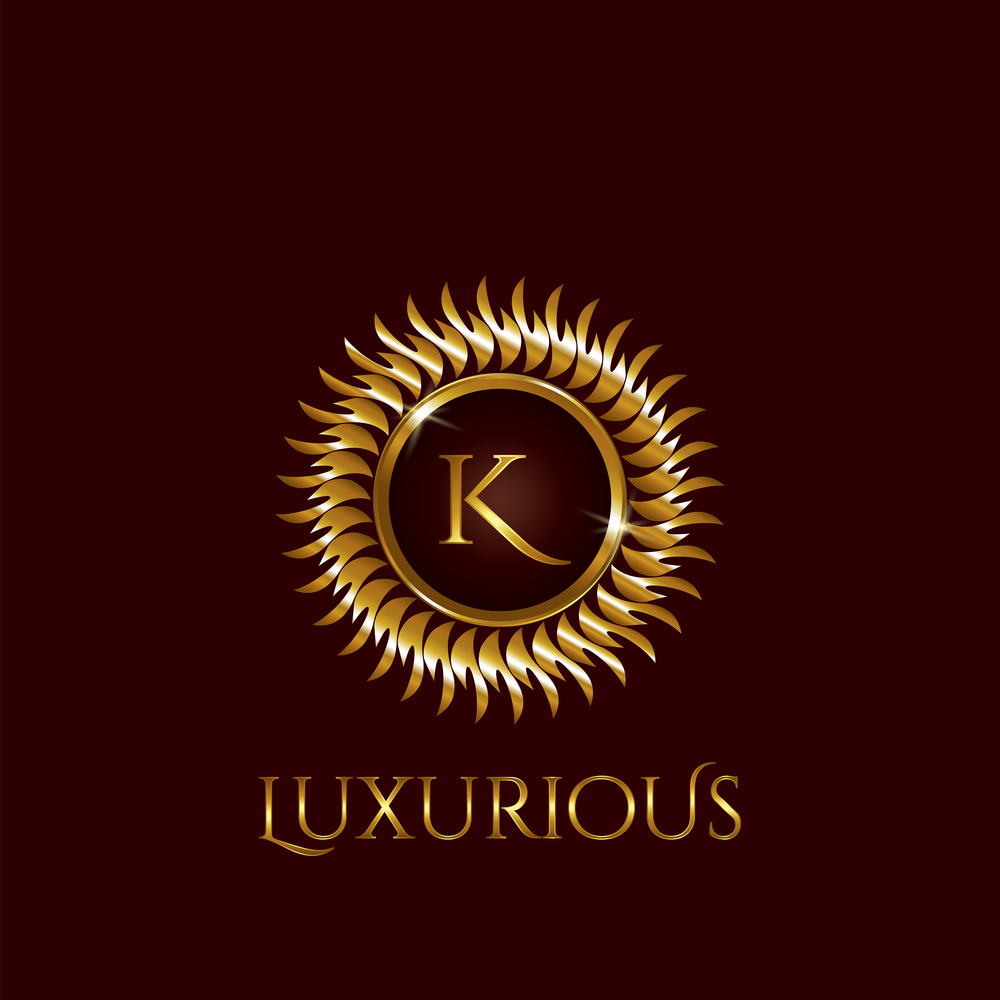 Luxury Golden letter K Circle Logo vector design gold color.