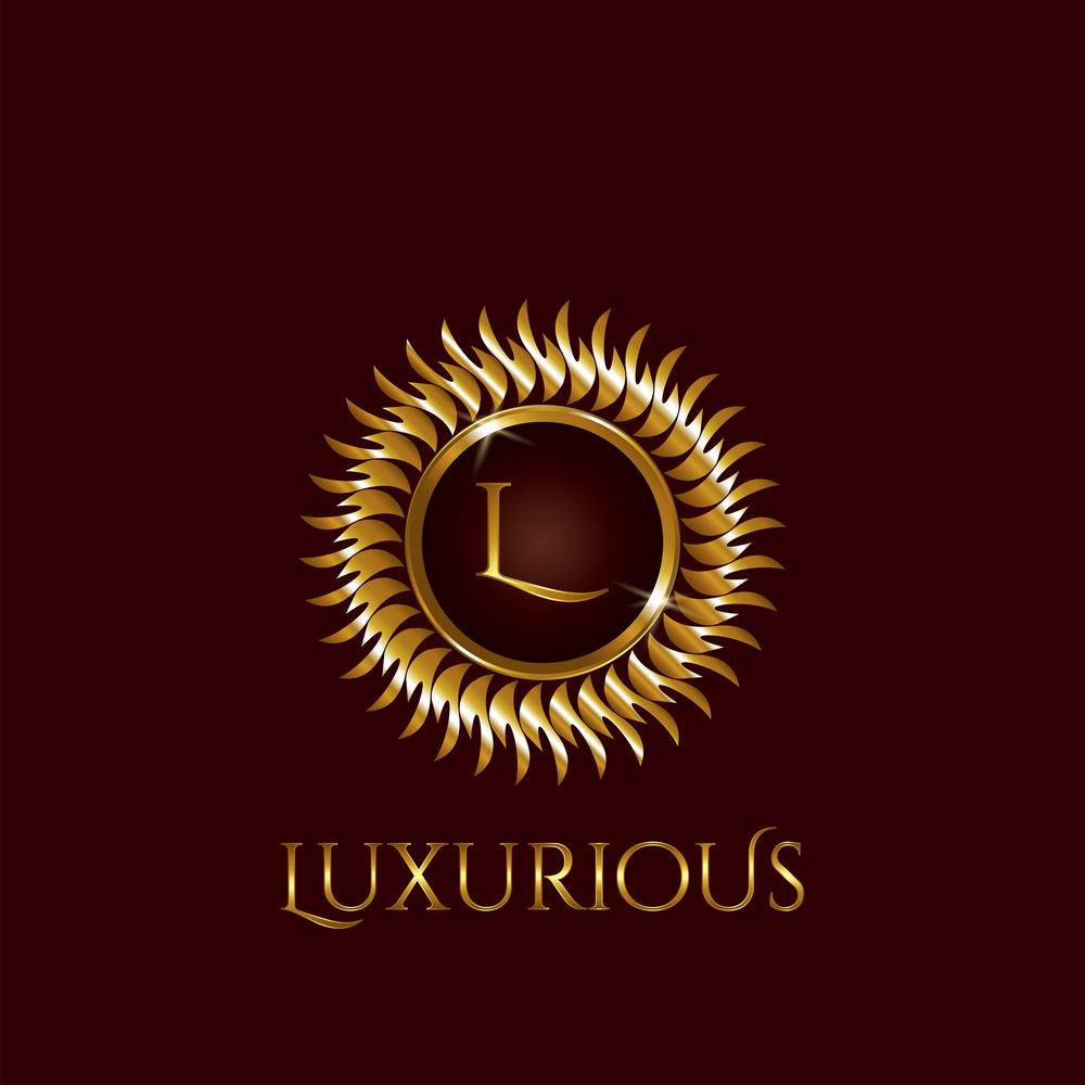 Luxury Golden letter L Circle Logo vector design gold color.