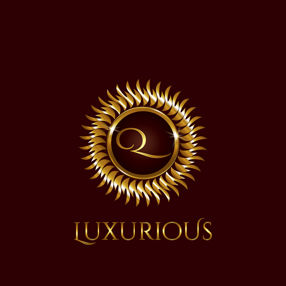 Luxury Golden letter Q Circle Logo vector design gold color.