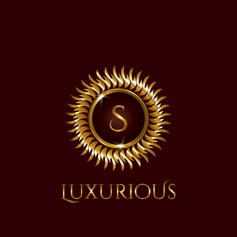 Luxury Golden letter S Circle Logo vector design gold color.