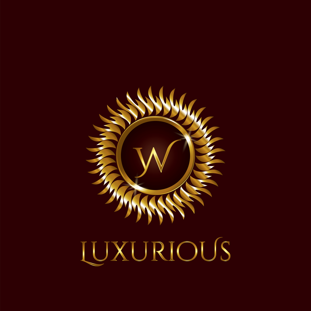Luxury Golden Letter W Circle Logo vector design gold color.